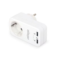 Зарядний пристрій 2х USB по 2.1A, з наскрізною розеткою