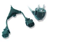 Кабель силовий, CEE7/7-C13*2, Y-подібний, довжина 2м (1.55м+0.45м+0.45м), VDE, 3*1 мм кв.