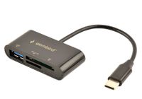 Gembird
Type-C кардридер, вихід - USB 2.0, SD+Micro-SD, пластик, чорний