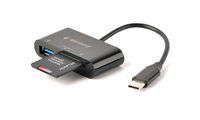 Type-C кардридер, вихід - USB 2.0, SD+Micro-SD, пластик, чорний