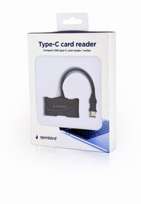 Type-C кардридер, вихід - USB 2.0, SD+Micro-SD, пластик, чорний