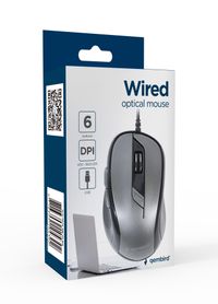 Оптична миша, USB інтерфейс, 1600 dpi, сіро-чорний