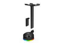 Тримач для навушників, RGB підсвічування, 2x USB 2.0 Hub, патентована вакуумна система фіксації