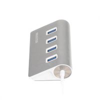 Хаб USB 3.0 Type-A на 4 порти, метал, сріблястий