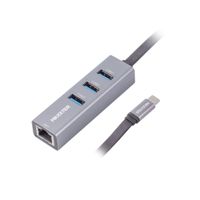 Maxxter
Адаптер, з Type-C на Gigabit Ethernet, 3 Ports USB 3.0, 1000 Mbps, метал, темно-сірий