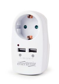EnerGenie
Зарядний пристрій 2 USB по 2.1 A з наскрізною розеткою