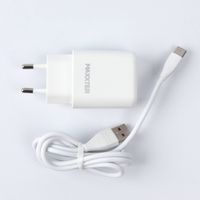 Мережевий зарядний пристрій, 1 USB + кабель USB-A to Type-C (Quick Charge 3.0) 5V/2.4A-9V/1.2A