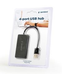 Хаб на 4 порти USB 2.0, пластик, чорний