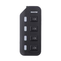 Хаб USB 2.0 Type-A на 4 порти, 5V1A зарядка в комплекті, пластик, чорний