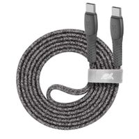 Кабель USB 2.0 Type-C/Type-C, тканинне обплетення, 1.2 м, 3 А, 60 Вт, сірий