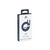 Кабель USB 2.0 Type-C/Type-C, тканинне обплетення, 1.2 м, 3А, 60 Вт, синій