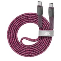 Кабель USB 2.0 Type-C/Type-C, тканинне обплетення, 1.2 м, 3 А, 60 Вт, червоний