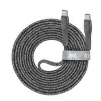 Кабель USB 2.0 Type-C/Type-C, тканинне обплетення, 2.1 м, 3А, 60 Вт, сірий