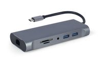 Cablexpert
Док станція USB-C 7-в-1 (концентратор 3.0/HDMI/VGA/PD/картридер/LAN/стереозвук), сірий