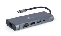 Док станція USB-C 7-в-1 (концентратор 3.0/HDMI/VGA/PD/картридер/LAN/стереозвук), сірий