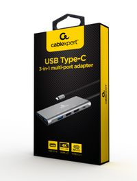 Док станція USB-C 3-в-1 (хаб/HDMI/PD), сірий