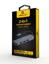 Адаптер USB-C 2-в-1 (хаб/HDMI), сірий