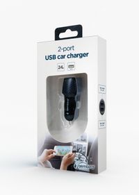 Автомобільний зарядний пристрій, 2 порти, 4.8 А, пластик, чорний