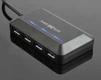 Хаб USB 3.0 Type-С на 4 порти, пластик, чорний