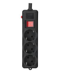 Gembird
Мережевий фільтр, чорний, 3 м кабель, 3 розетки