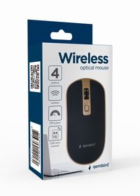 Бездротова оптична миша, USB, 1600 dpi, чорна с золотом