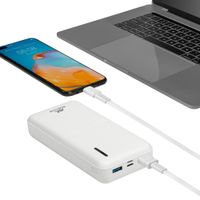 Портативний зарядний пристрій, 20000 mA, QC/PD 20 Вт, бiлий