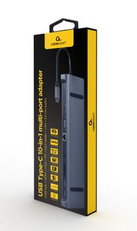 Док станція USB-C 10-в-1 (USB-хаб + HDMI/VGA/PD/картридер/LAN/3.5-мм аудіо), сірий