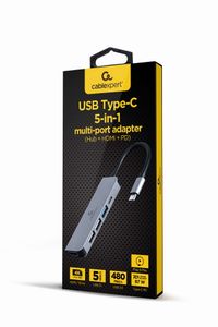 Док станція USB-C 5-в-1 (хаб/HDMI/PD), сірий