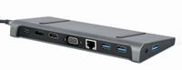 Док станція USB-C 9-в-1 (USB-хаб + HDMI/VGA/DisplayPort/PD/картридер/LAN/3.5-мм аудіо), сірий