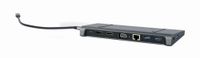 Док станція USB-C 9-в-1 (USB-хаб + HDMI/VGA/DisplayPort/PD/картридер/LAN/3.5-мм аудіо), сірий