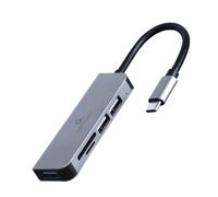 Cablexpert
USB-С на 1 х USB 3.1 Gen1 (5 Gbps), 2 х USB 2.0, кардридер, метал, сірий