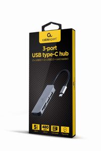 USB-С на 1 х USB 3.1 Gen1 (5 Gbps), 2 х USB 2.0, кардридер, метал, сірий