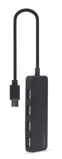 Хаб Type-C на 4 порти USB 2.0, пластик, чорний