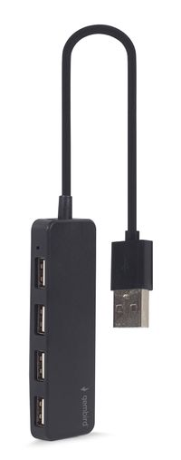 Хаб на 4 порти USB 2.0, пластик, чорний