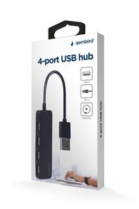 Хаб на 4 порти USB 2.0, пластик, чорний