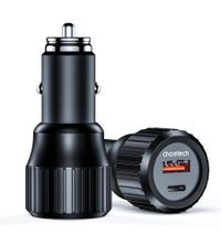 Автомобільний зарядний пристрій, USB-A/USB-C, 63Вт, QC3.0/PD/PPS, чорний