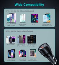 Автомобільний зарядний пристрій, USB-A/USB-C, 63Вт, QC3.0/PD/PPS, чорний