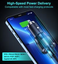 Автомобільний зарядний пристрій, USB-A/USB-C, 63Вт, QC3.0/PD/PPS, чорний