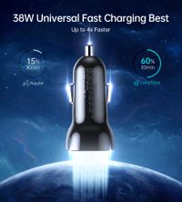 Автомобільний зарядний пристрій, USB-A/USB-C, 20Вт, QC3.0/PD, чорний