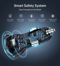 Автомобільний зарядний пристрій, USB-A/USB-C, 20Вт, QC3.0/PD, чорний