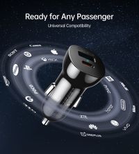 Автомобільний зарядний пристрій, USB-A/USB-C, 20Вт, QC3.0/PD, чорний