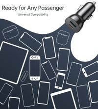 Автомобільний зарядний пристрій, USB-A/USB-C, 20Вт, QC3.0/PD, чорний