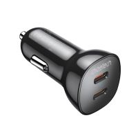 Автомобільний зарядний пристрій, 2 USB-C, 40Вт, PD, чорний