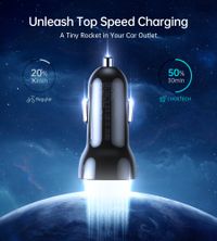Автомобільний зарядний пристрій, 2 USB-C, 40Вт, PD, чорний