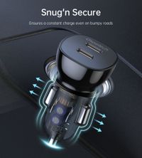 Автомобільний зарядний пристрій, 2 USB-C, 40Вт, PD, чорний