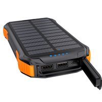 Портативний зарядний пристрій, 10000 mAh, 10Вт, сонячна панель, QI, LED лампа