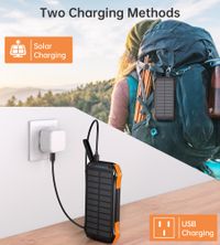 Портативний зарядний пристрій, 10000 mAh, 10Вт, сонячна панель, QI, LED лампа