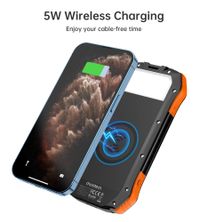 Портативний зарядний пристрій, 10000 mAh, 10Вт, сонячна панель, QI, LED лампа