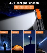 Портативний зарядний пристрій, 10000 mAh, 10Вт, сонячна панель, QI, LED лампа