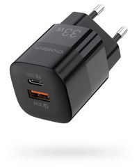 Мережевий зарядний пристрій, GaN, USB-A/USB-C, 33Вт, QC3.0/PD/PPS